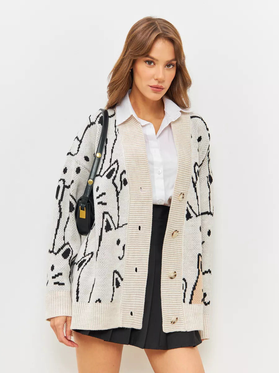 CORE Oversize Düğmeli Triko Hırka