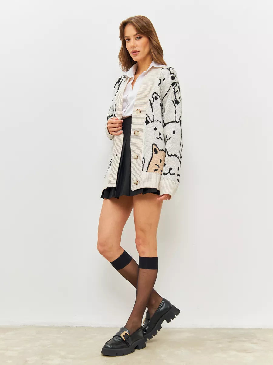 CORE Oversize Düğmeli Triko Hırka