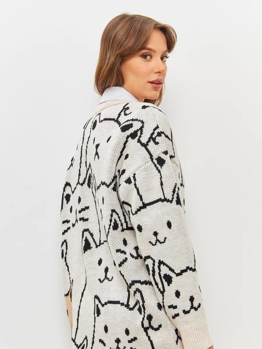 CORE Oversize Düğmeli Triko Hırka