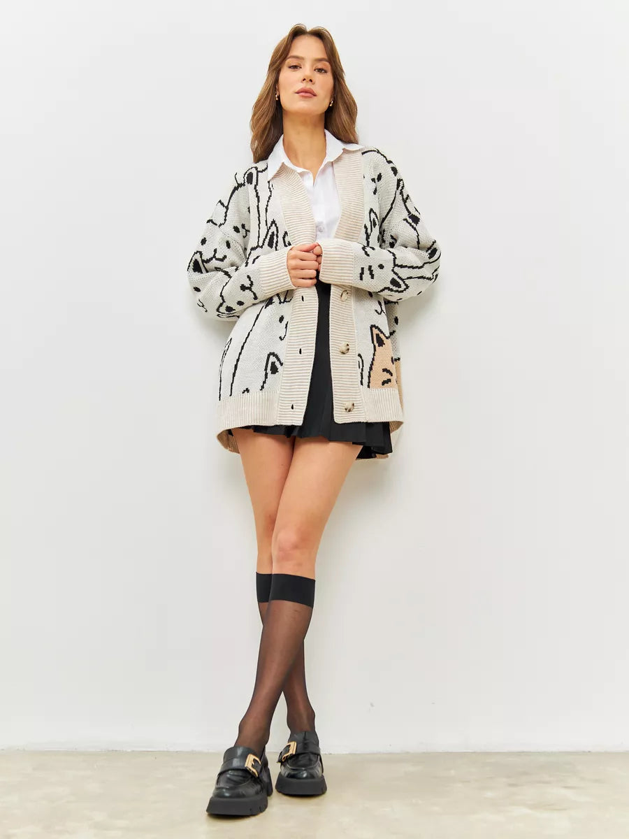 CORE Oversize Düğmeli Triko Hırka