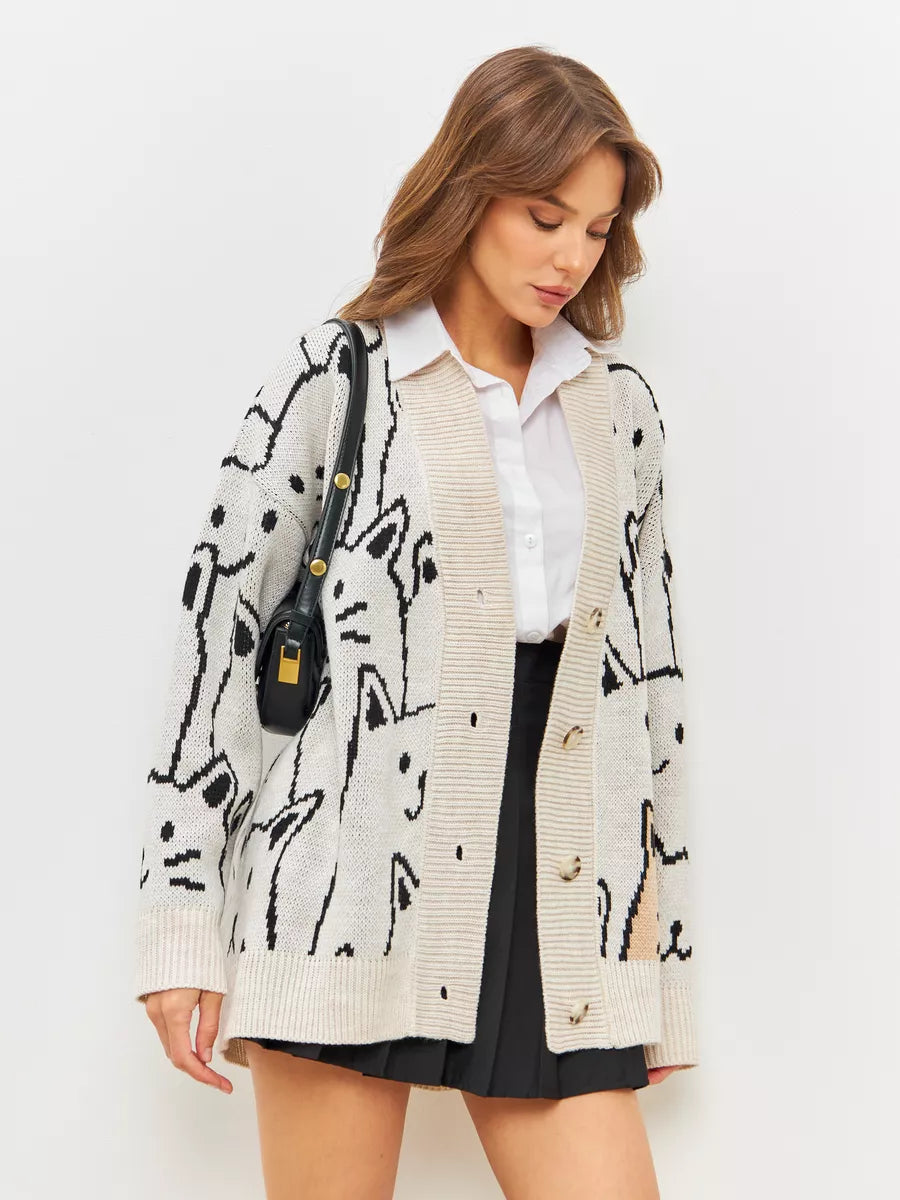 CORE Oversize Düğmeli Triko Hırka