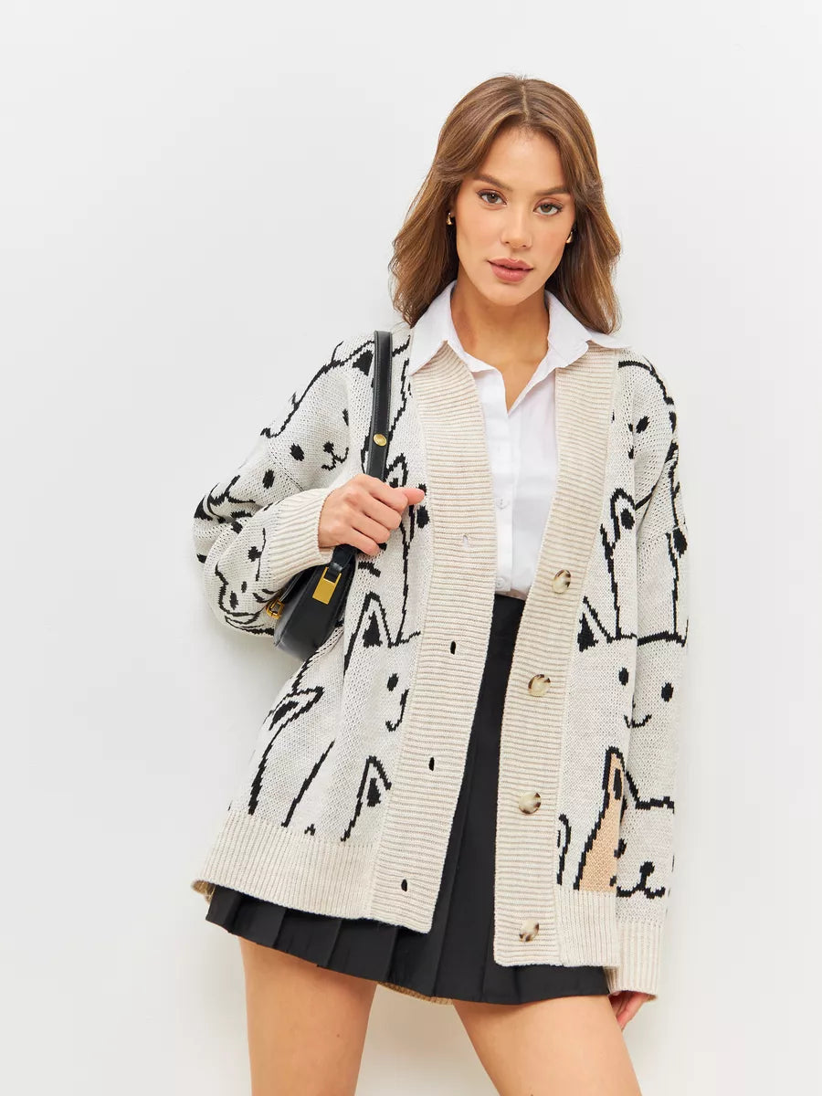 CORE Oversize Düğmeli Triko Hırka