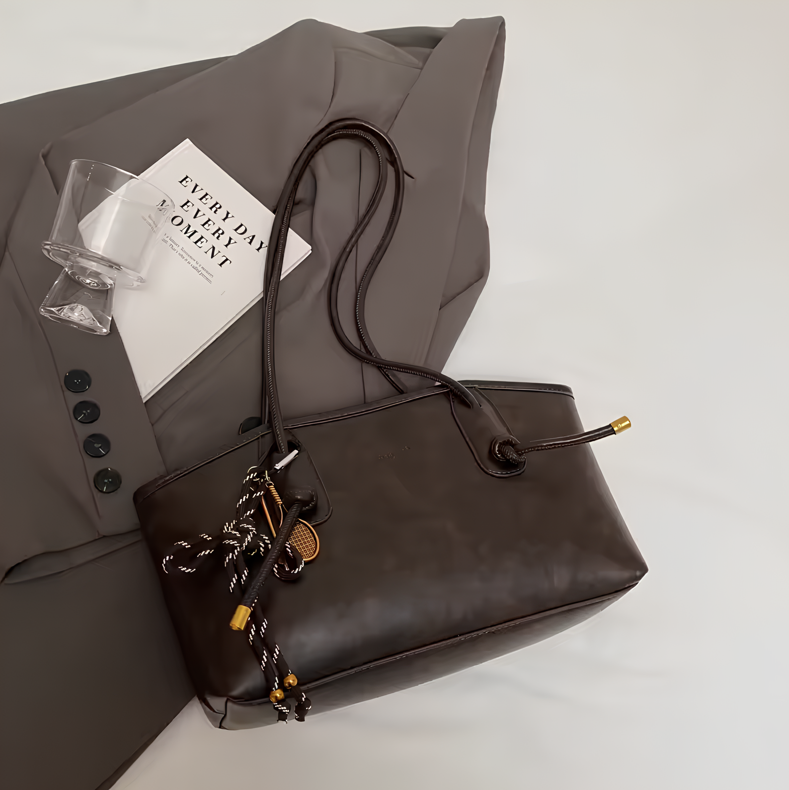 DRAWSTRING LEATHER BAG