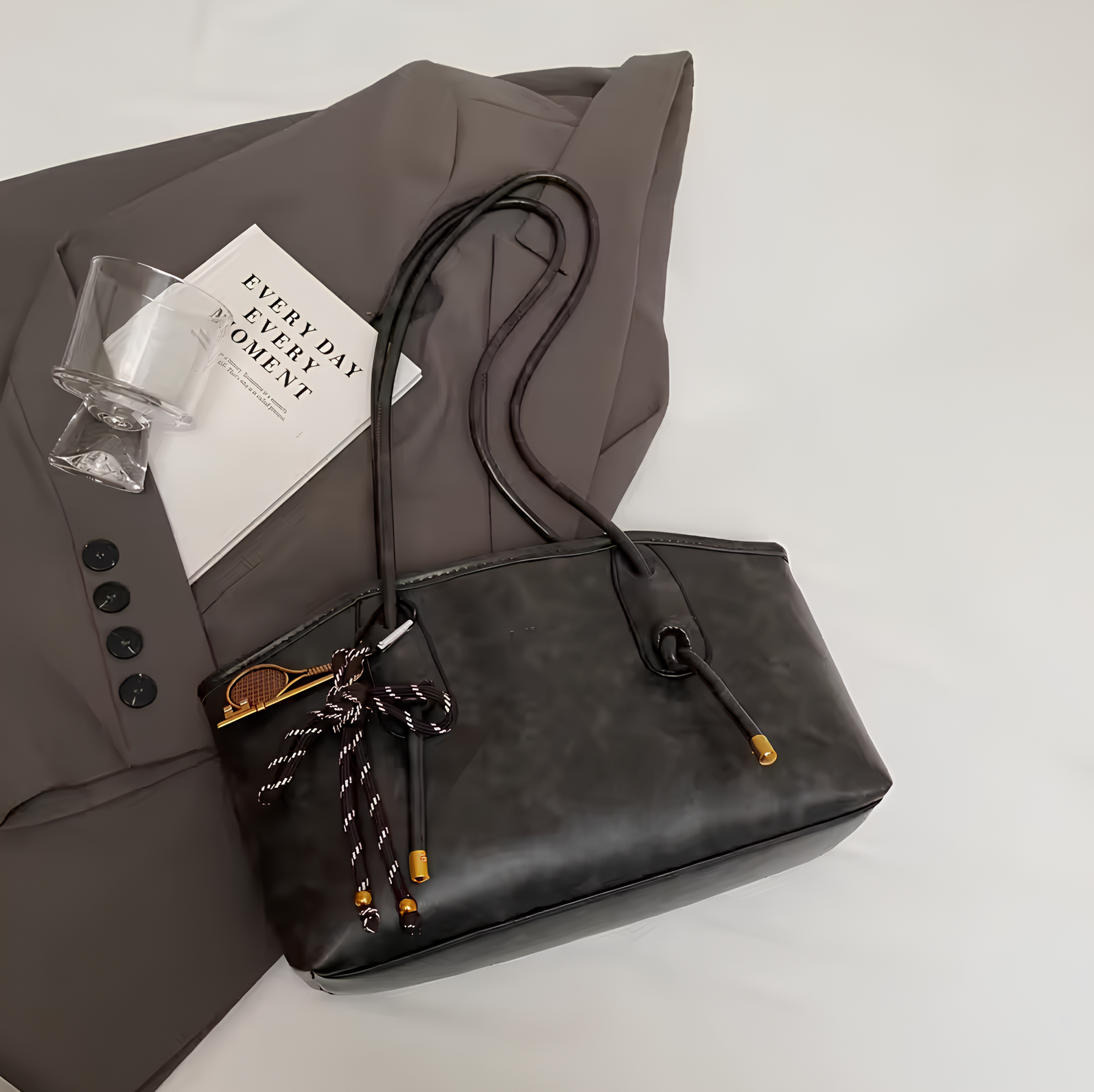 DRAWSTRING LEATHER BAG